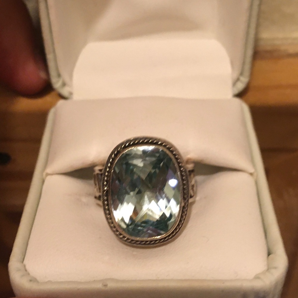 Lori BonnSemi-Precious Blue/Green faceted stone ring! Size 6 Sterling, Rare